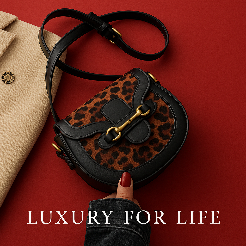 Plaid fashion leopard print soft handle shoulder bag