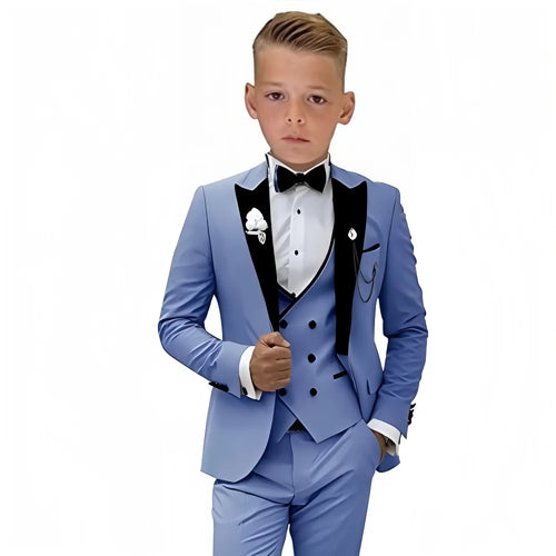 Velvet Collar Suit Set for Kids 3-14 Years, Three-Piece Wedding Suits