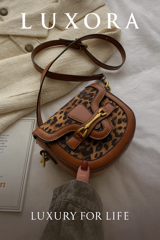 Plaid fashion leopard print soft handle shoulder bag