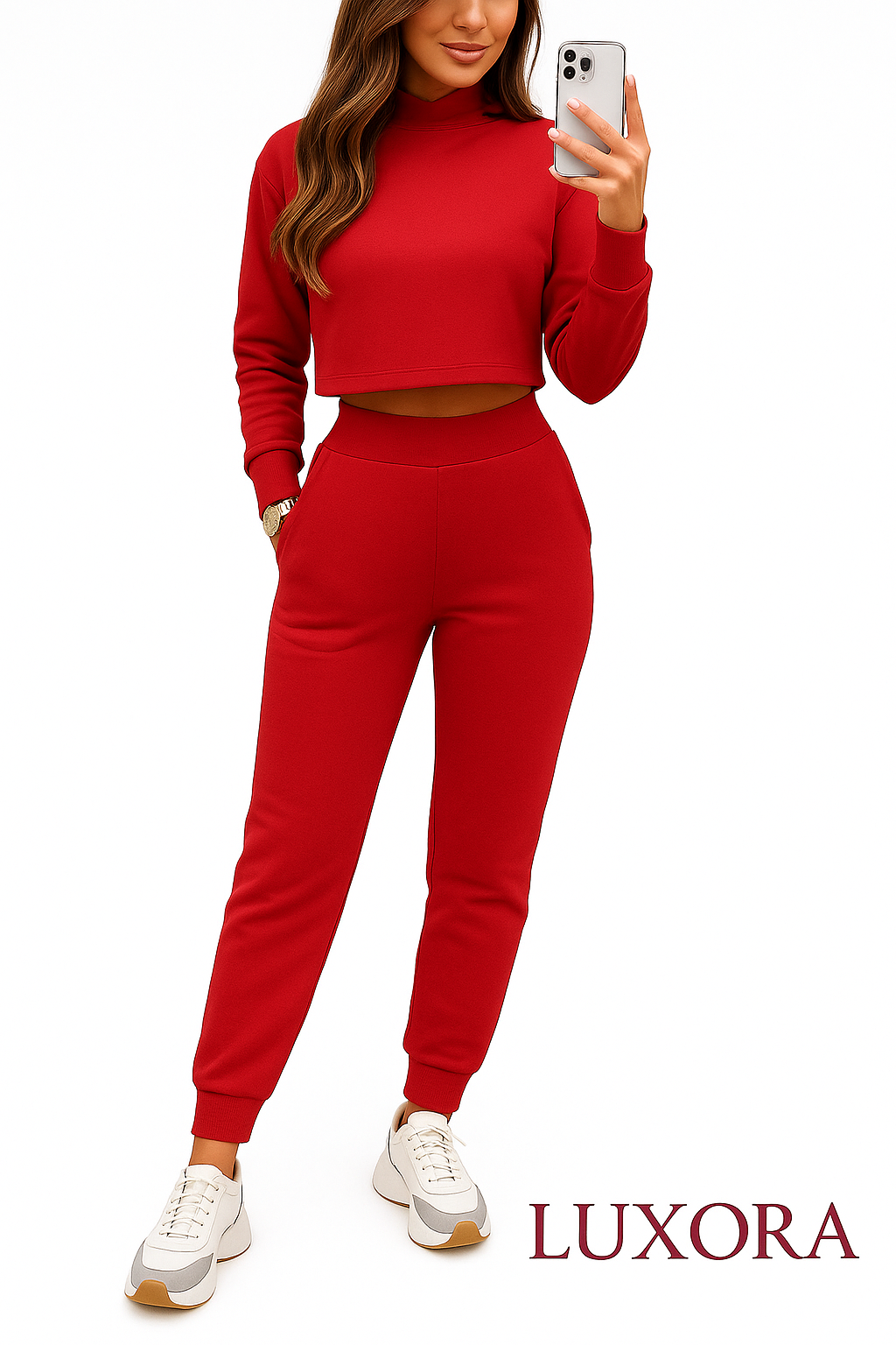Luxora Signature Sports Set – Long Sleeve Crop & Slim Trousers