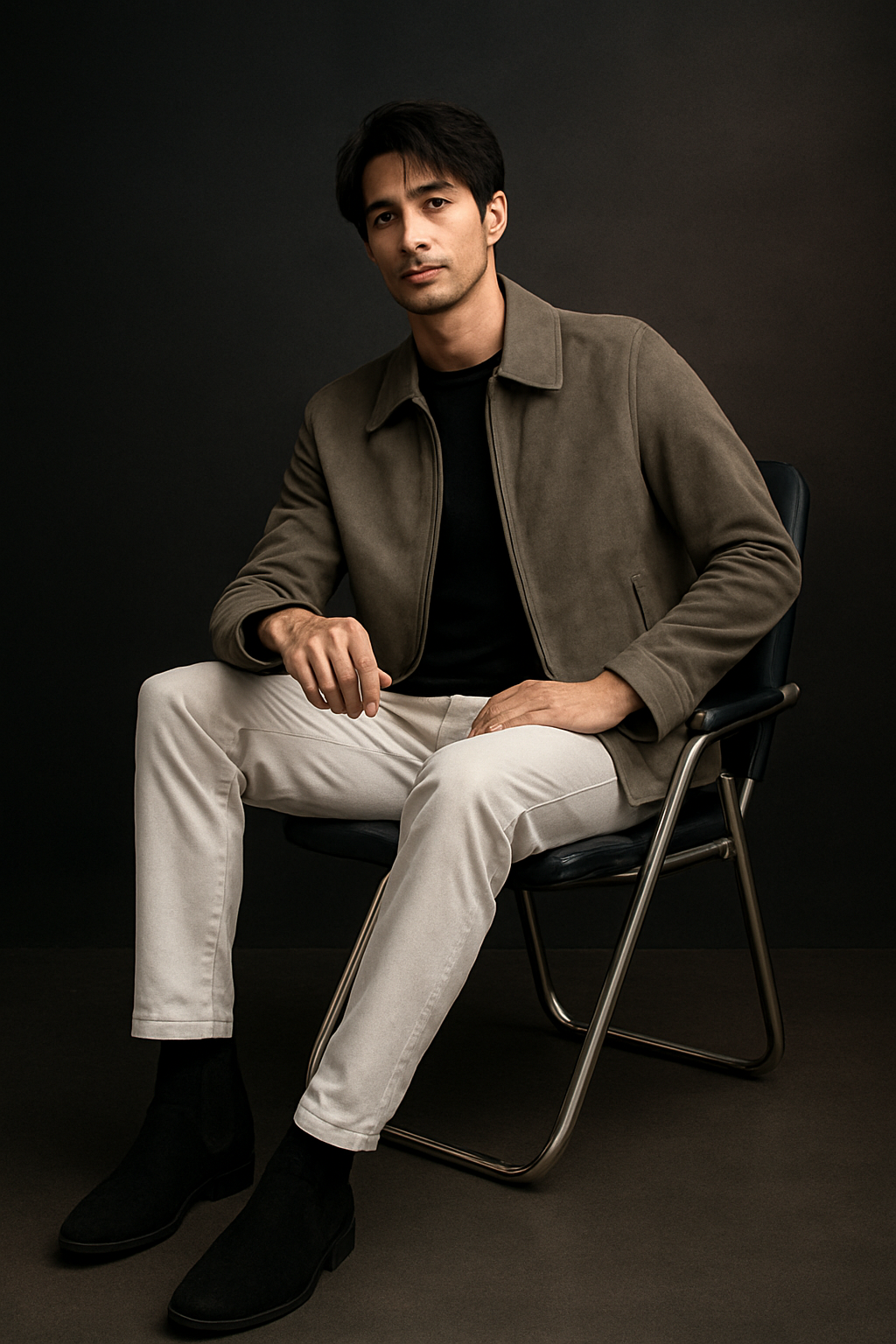 Luxora Signature Suede Jacket – Midnight Ash