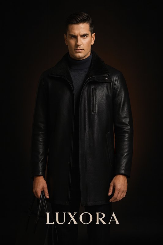 Luxora Men’s Leather Winter Jacket | Fleece-Lined Elegance