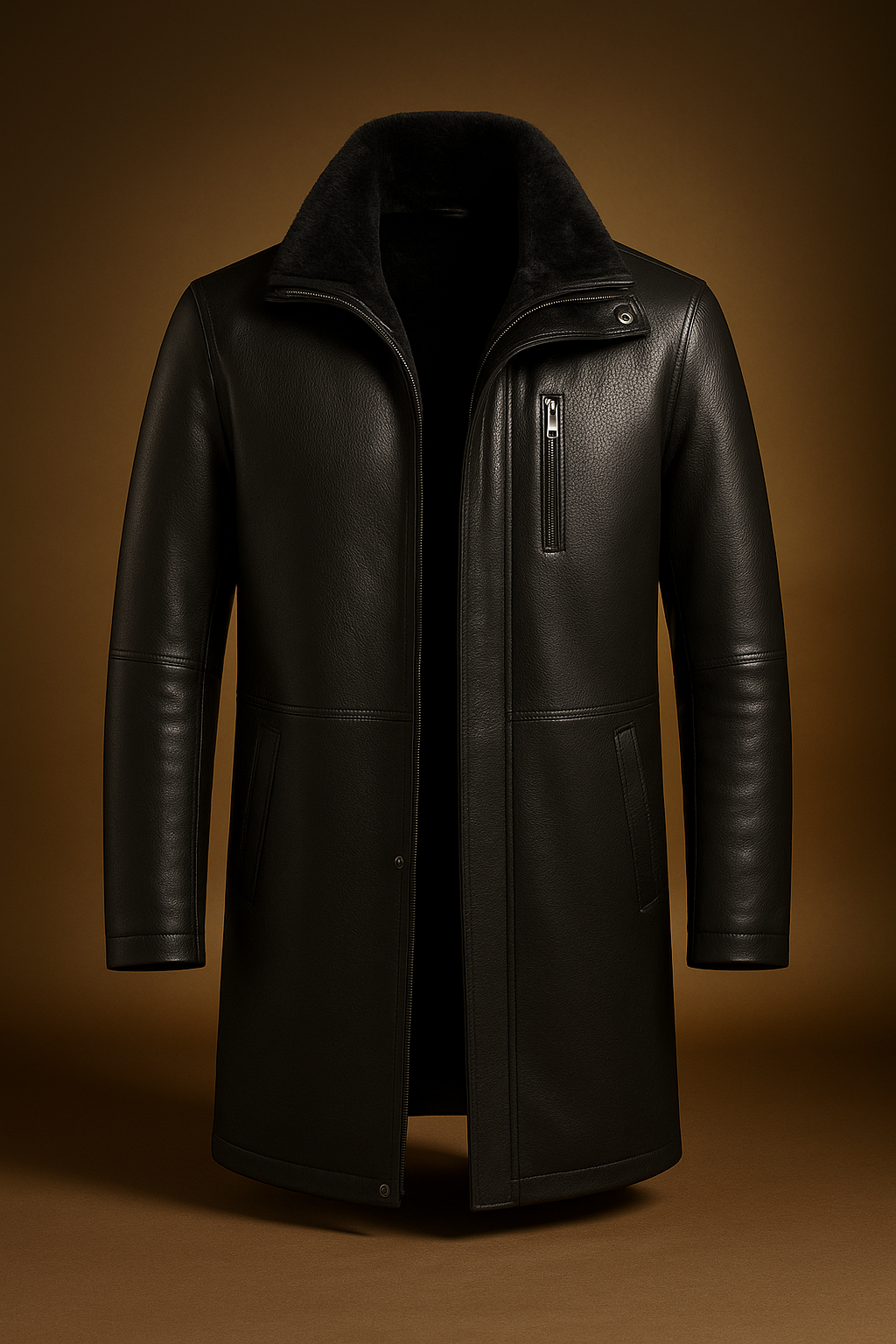 Luxora Men’s Leather Winter Jacket | Fleece-Lined Elegance