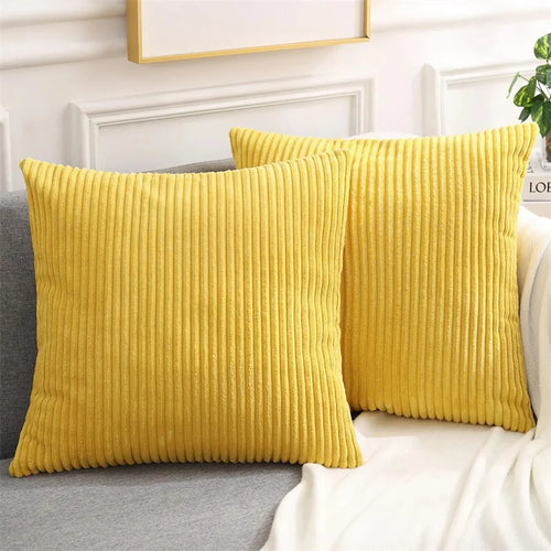 Olanly Corduroy Cushion Cover 45x45 Soft Fluffy Strip Pillow Cover