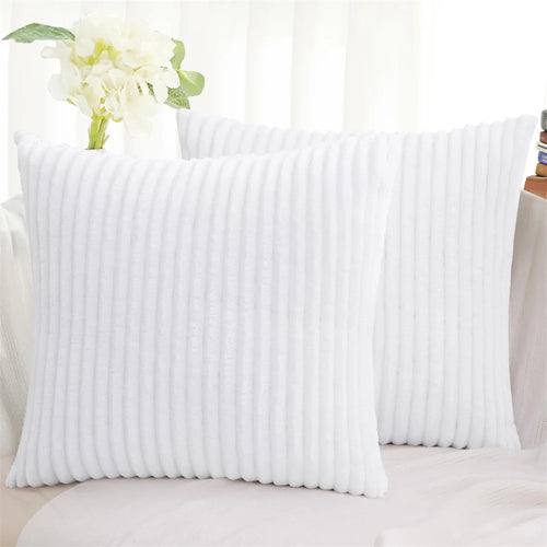 Olanly Corduroy Cushion Cover 45x45 Soft Fluffy Strip Pillow Cover