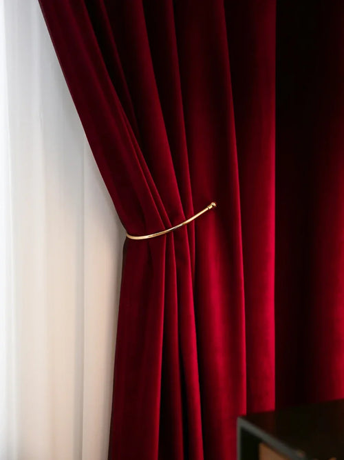 Modern Luxury Nordic Burgundy Red Velvet Curtains for Living Room
