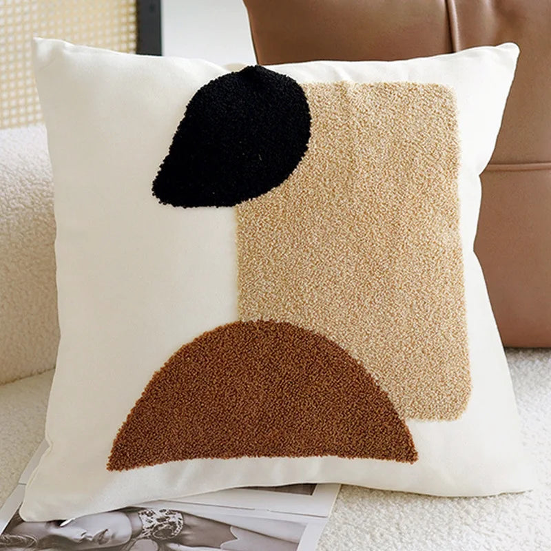 45x45CM Brown Vintage Nordic Throw Pillow Cover Cream Light luxury