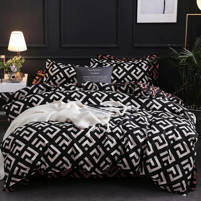 Luxury Black Bedding Comforter Set with Pillow Case SIngle Full Size