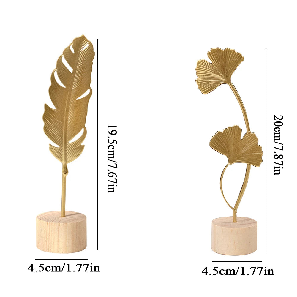 Nordic Gold Ginkgo Leaf Crafts Leaves Sculpture Luxury Living Room