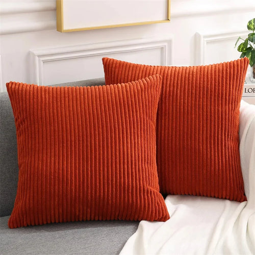 Olanly Corduroy Cushion Cover 45x45 Soft Fluffy Strip Pillow Cover