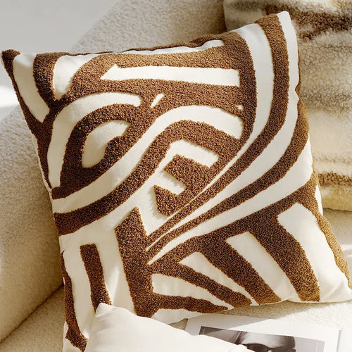 45x45CM Brown Vintage Nordic Throw Pillow Cover Cream Light luxury