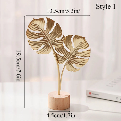 Nordic Gold Ginkgo Leaf Crafts Leaves Sculpture Luxury Living Room