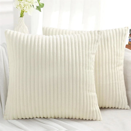 Olanly Corduroy Cushion Cover 45x45 Soft Fluffy Strip Pillow Cover