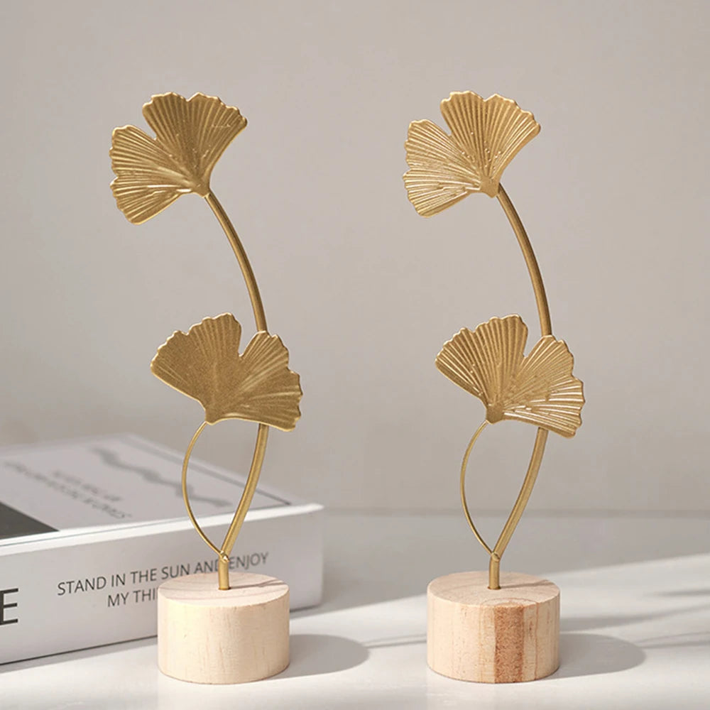 Nordic Gold Ginkgo Leaf Crafts Leaves Sculpture Luxury Living Room