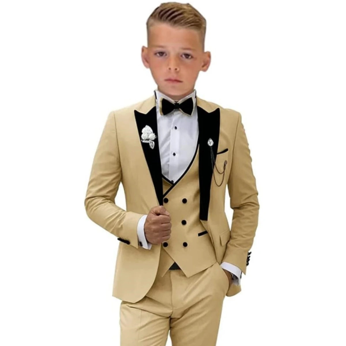 Velvet Collar Suit Set for Kids 3-14 Years, Three-Piece Wedding Suits