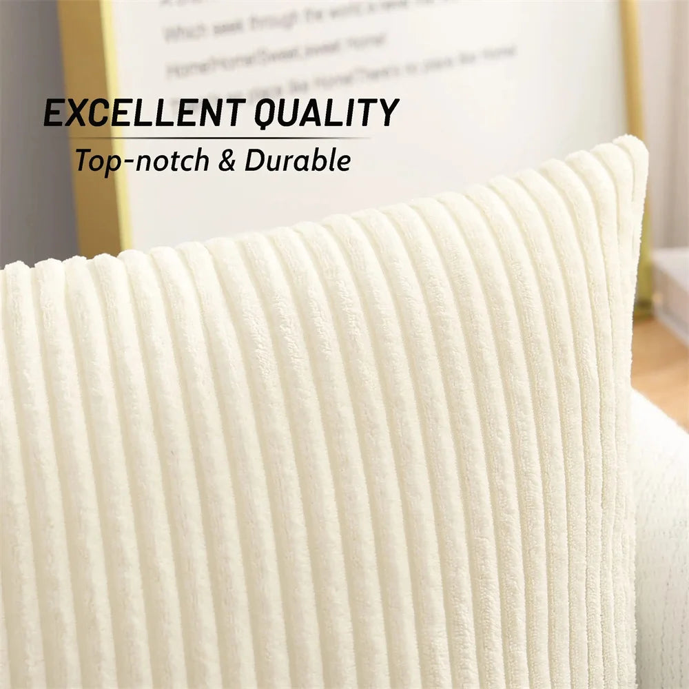 Olanly Corduroy Cushion Cover 45x45 Soft Fluffy Strip Pillow Cover
